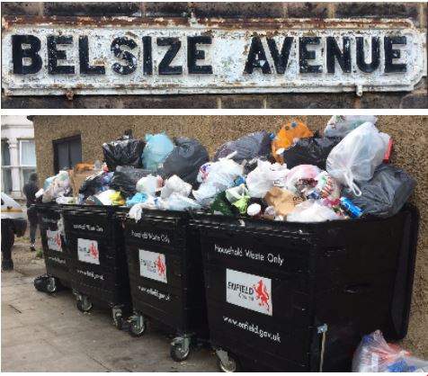 overflowing bins in belsize avenue n13